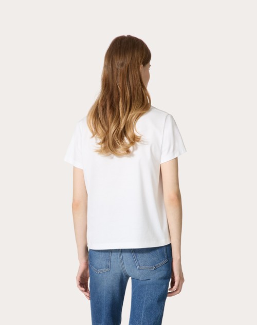 Red Valentino T-SHIRT IN COTTON JERSEY RICAMATA