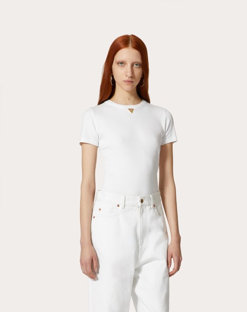 Red Valentino T-SHIRT IN RIBBED COTTON