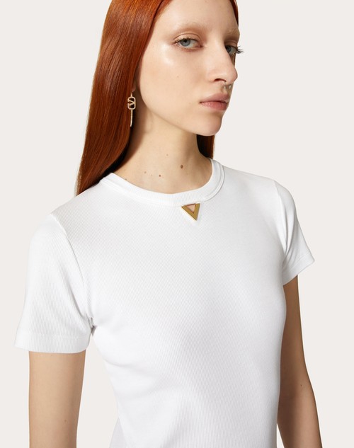 Red Valentino T-SHIRT IN RIBBED COTTON