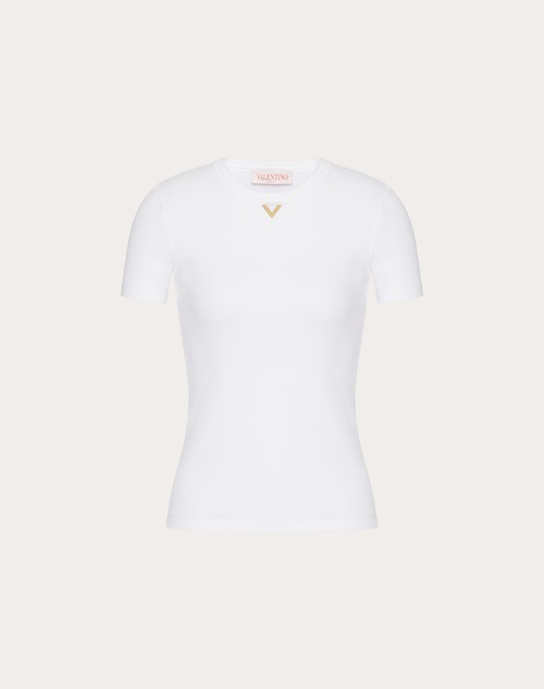 Red Valentino T-SHIRT IN RIBBED COTTON