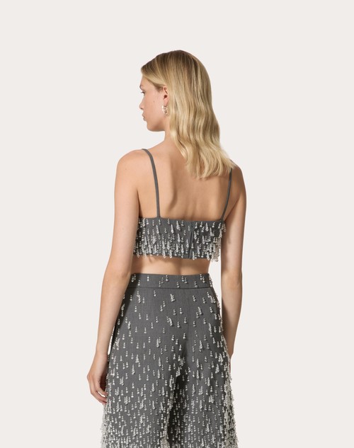 Red Valentino TOP IN ACTIVE GABARDINE RICAMATO