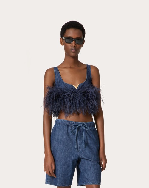 Red Valentino TOP IN CHAMBRAY DENIM