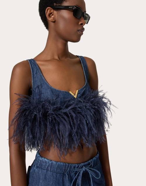 Red Valentino TOP IN CHAMBRAY DENIM