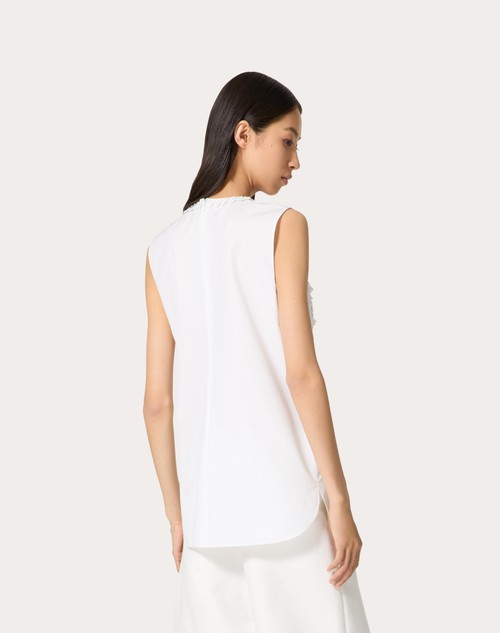 Red Valentino TOP IN COMPACT POPELINE RICAMATO