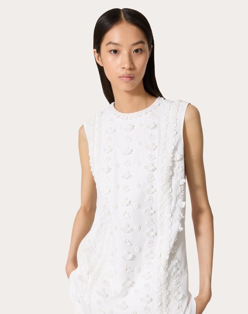 Red Valentino TOP IN COMPACT POPELINE RICAMATO