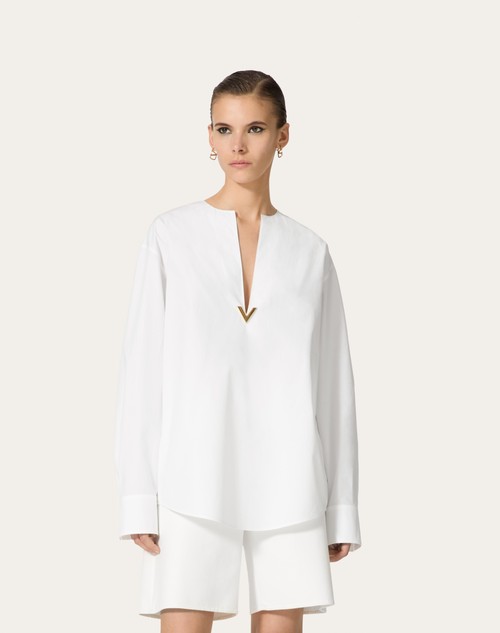 Red Valentino TOP IN COTTON POPELINE