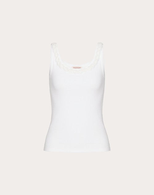 Red Valentino TOP IN COTTON RIB RICAMATO