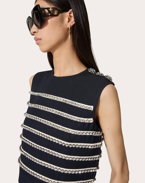 Red Valentino TOP IN CREPE COUTURE RICAMATO