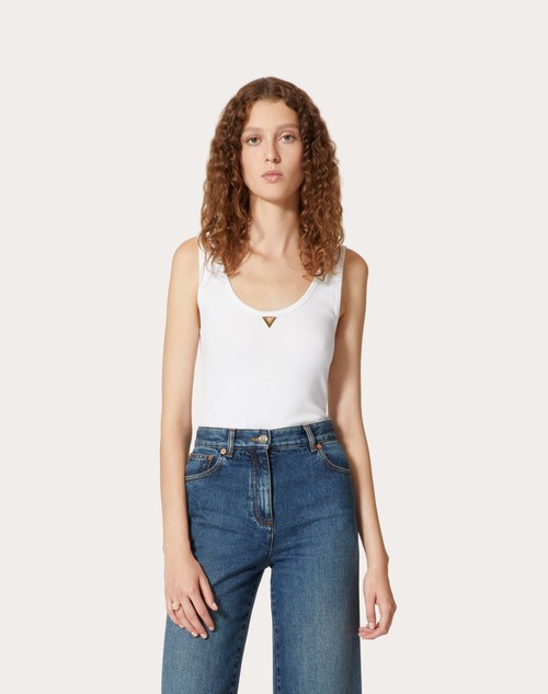 Red Valentino TOP IN RIBBED COTTON