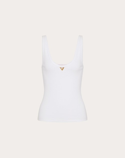 Red Valentino TOP IN RIBBED COTTON