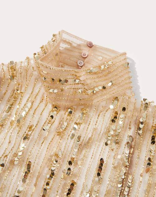 Red Valentino TOP IN TULLE ILLUSIONE RICAMATO