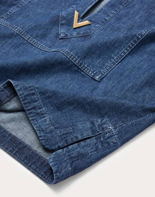 Red Valentino TOP KAFTANO IN CHAMBRAY DENIM