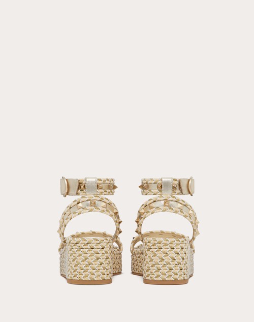 Red Valentino SANDALO FLATFORM ROCKSTUD IN NAPPA LAMINATA 45MM