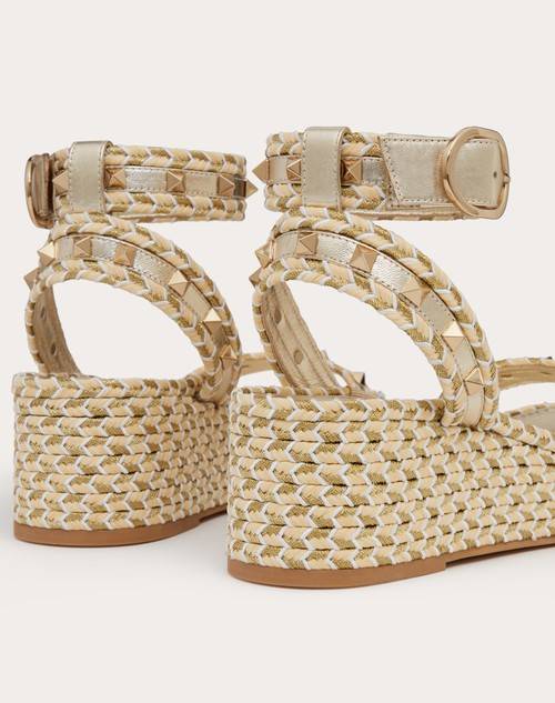 Red Valentino SANDALO FLATFORM ROCKSTUD IN NAPPA LAMINATA 45MM