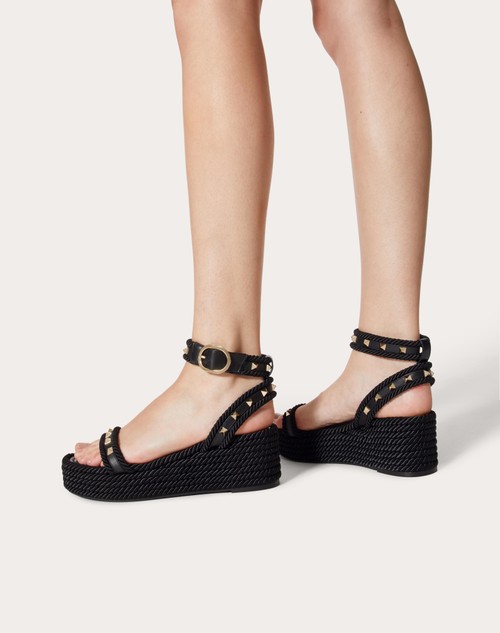 Red Valentino SANDALO FLATFORM ROCKSTUD IN VITELLO 45MM