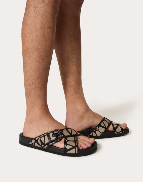 Red Valentino SANDALO SLIDE FUSSFRIEND IN TESSUTO TECNICO TOILE ICONOGRAPHE