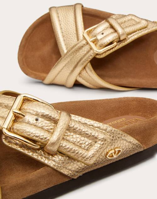 Red Valentino SANDALO SLIDE FUSSFRIEND IN VITELLO GRANATO METALLIZZATO 30MM