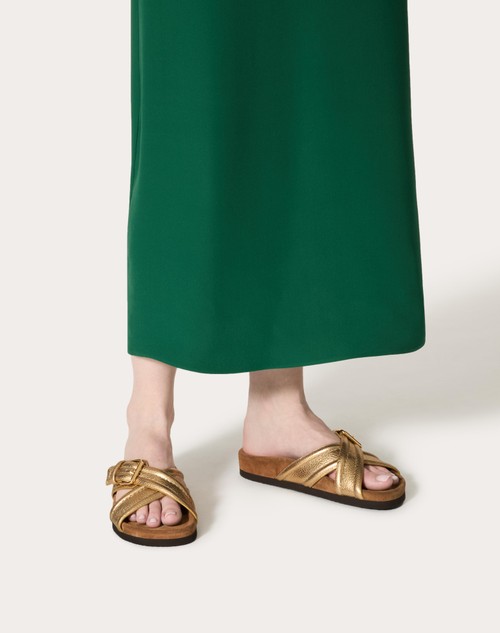 Red Valentino SANDALO SLIDE FUSSFRIEND IN VITELLO GRANATO METALLIZZATO 30MM