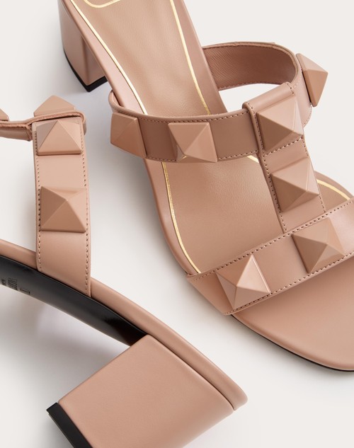 Red Valentino SANDALO SLIDE ROMAN STUD IN VITELLO E BORCHIE IN TONO 60MM