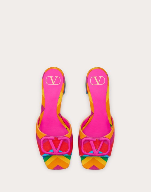 Red Valentino SANDALO SLIDE VALENTINO GARAVANI ESCAPE IN CANVAS CON STAMPA CHEVRON24 60MM