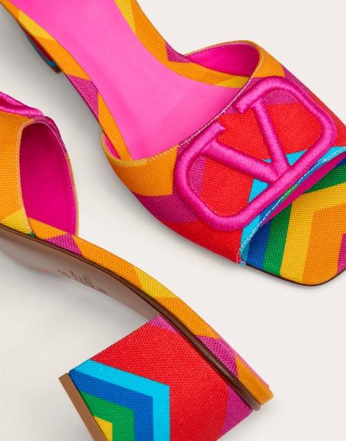 Red Valentino SANDALO SLIDE VALENTINO GARAVANI ESCAPE IN CANVAS CON STAMPA CHEVRON24 60MM