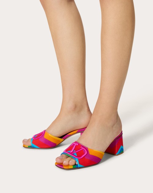 Red Valentino SANDALO SLIDE VALENTINO GARAVANI ESCAPE IN CANVAS CON STAMPA CHEVRON24 60MM