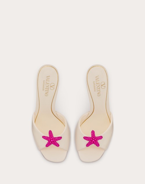 Red Valentino SANDALO SLIDE VALENTINO GARAVANI ESCAPE IN VITELLO CON RICAMO STARFISH 90MM