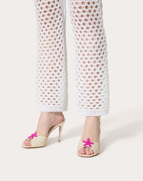 Red Valentino SANDALO SLIDE VALENTINO GARAVANI ESCAPE IN VITELLO CON RICAMO STARFISH 90MM