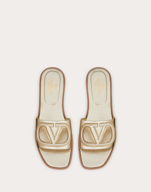 Red Valentino SANDALO SLIDE VLOGO CUT-OUT IN NAPPA LAMINATA