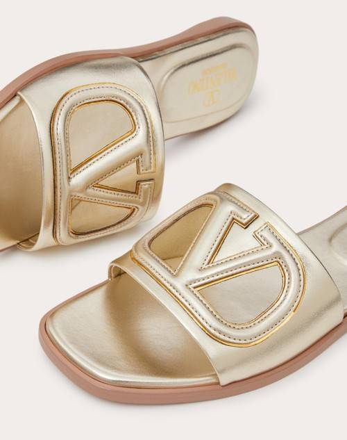 Red Valentino SANDALO SLIDE VLOGO CUT-OUT IN NAPPA LAMINATA