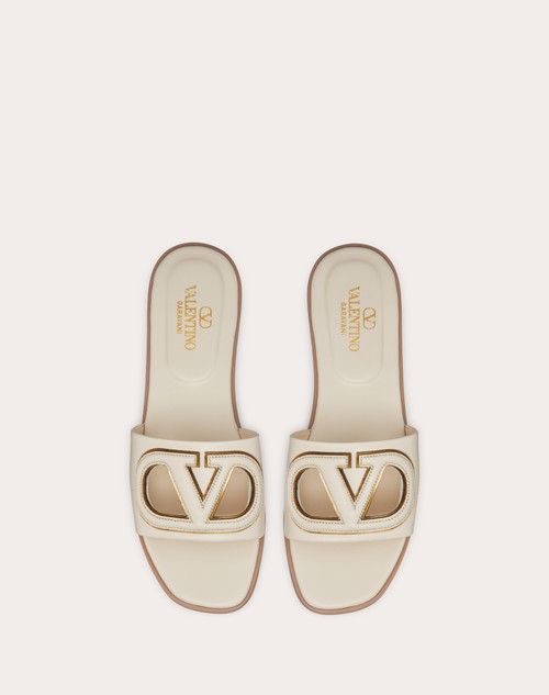 Red Valentino SANDALO SLIDE VLOGO CUT-OUT IN VITELLO