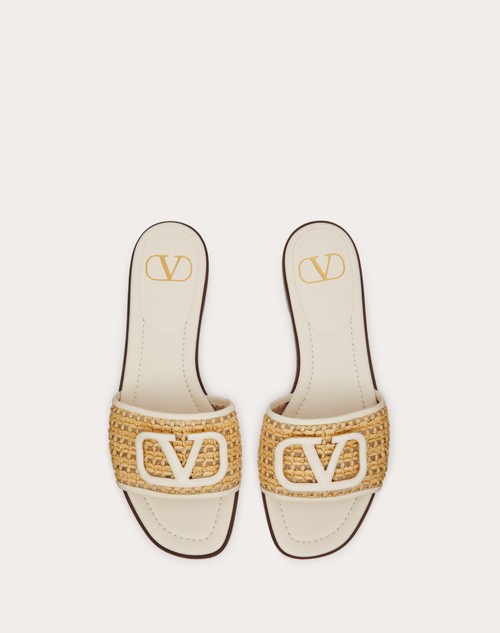 Red Valentino SANDALO SLIDE VLOGO SIGNATURE IN RAFIA INTRECCIATA