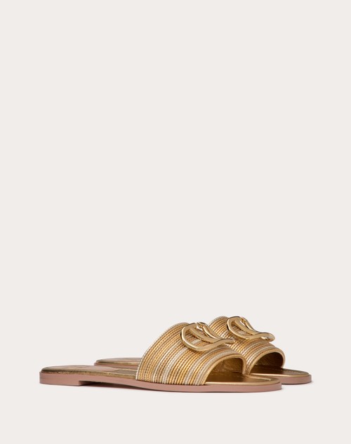 Red Valentino SANDALO SLIDE VLOGO SIGNATURE METALLIZZATO CON RICAMO CORNELY