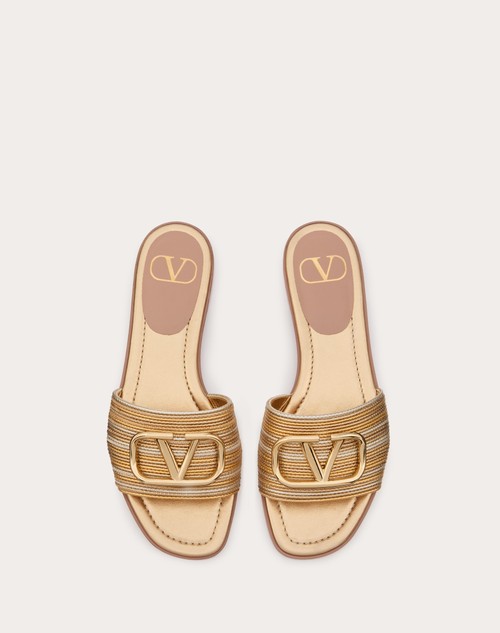 Red Valentino SANDALO SLIDE VLOGO SIGNATURE METALLIZZATO CON RICAMO CORNELY