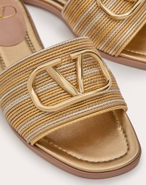 Red Valentino SANDALO SLIDE VLOGO SIGNATURE METALLIZZATO CON RICAMO CORNELY
