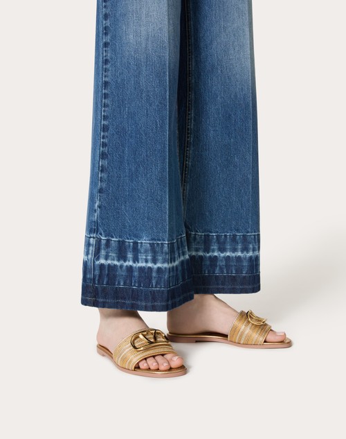 Red Valentino SANDALO SLIDE VLOGO SIGNATURE METALLIZZATO CON RICAMO CORNELY