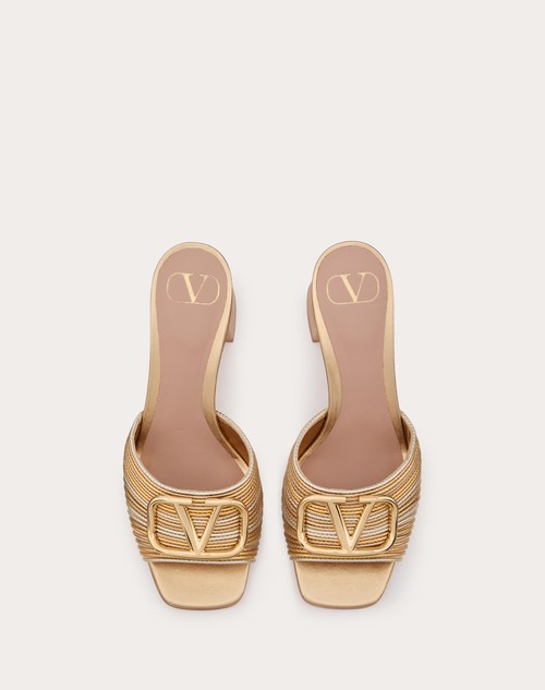 Red Valentino SANDALO SLIDE VLOGO SIGNATURE METALLIZZATO CON RICAMO CORNELY 60MM