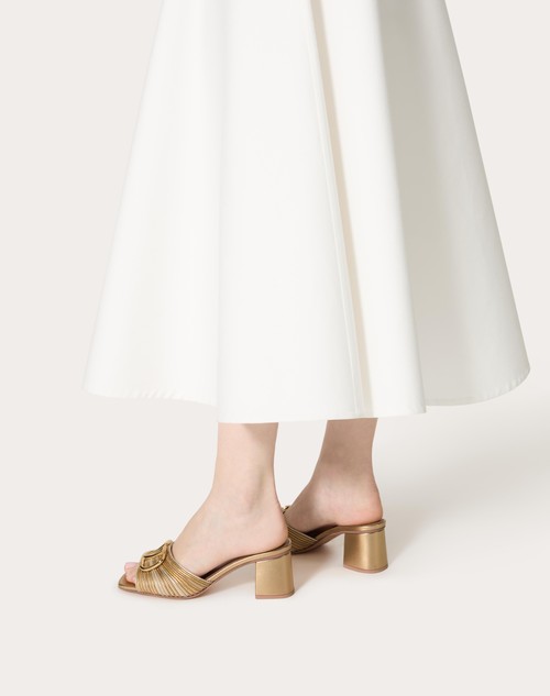 Red Valentino SANDALO SLIDE VLOGO SIGNATURE METALLIZZATO CON RICAMO CORNELY 60MM