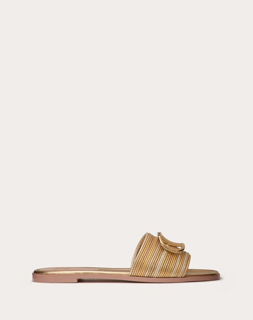 Red Valentino SANDALO SLIDE VLOGO SIGNATURE METALLIZZATO CON RICAMO CORNELY