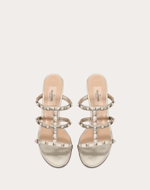 Red Valentino SANDALO SLIDER ROCKSTUD IN VITELLO METALLIZZATO 60MM