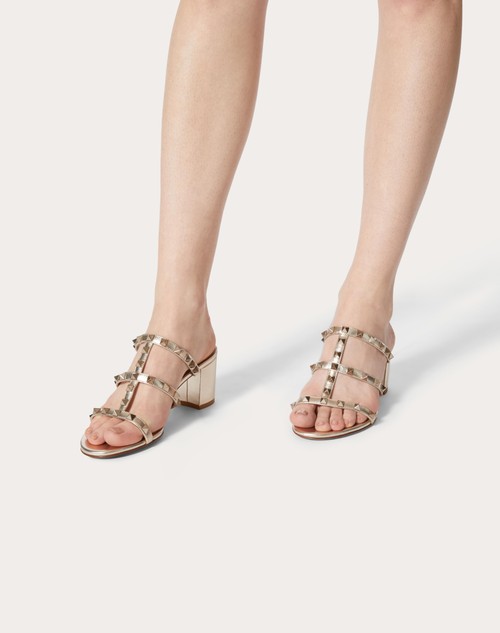 Red Valentino SANDALO SLIDER ROCKSTUD IN VITELLO METALLIZZATO 60MM