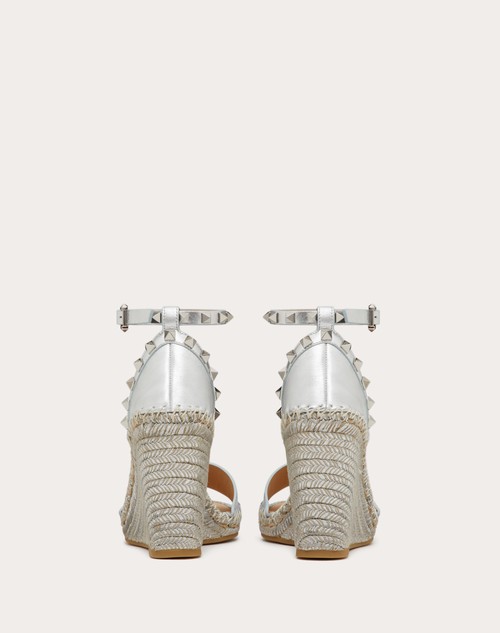 Red Valentino SANDALO ZEPPA ROCKSTUD DOUBLE IN NAPPA LAMINATA 105 MM