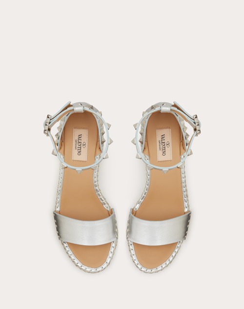 Red Valentino SANDALO ZEPPA ROCKSTUD DOUBLE IN NAPPA LAMINATA 105 MM