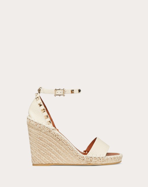 Red Valentino SANDALO ZEPPA ROCKSTUD DOUBLE IN VITELLO GRANATO 105MM