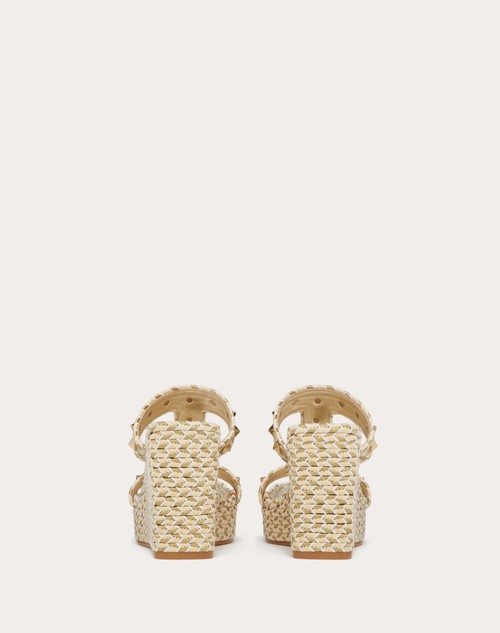 Red Valentino SANDALO ZEPPA ROCKSTUD IN NAPPA LAMINATA 90MM