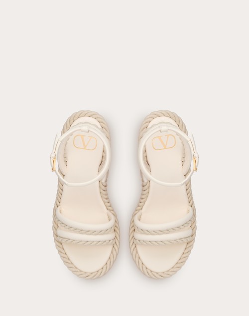 Red Valentino SANDALO ZEPPA VLOGO SUMMERBLOCKS IN NAPPA E TORCHON DI CORDA 130MM