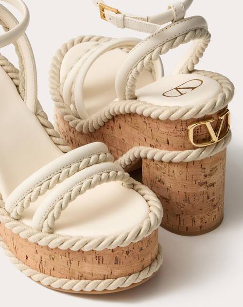 Red Valentino SANDALO ZEPPA VLOGO SUMMERBLOCKS IN NAPPA E TORCHON DI CORDA 130MM