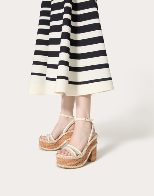 Red Valentino SANDALO ZEPPA VLOGO SUMMERBLOCKS IN NAPPA E TORCHON DI CORDA 130MM