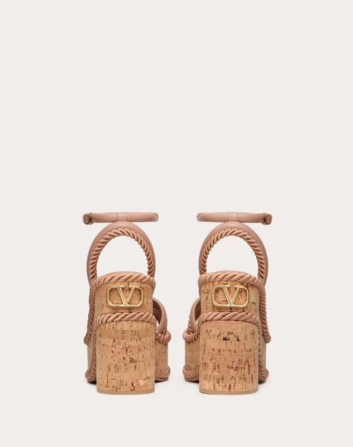 Red Valentino SANDALO ZEPPA VLOGO SUMMERBLOCKS IN NAPPA E TORCHON DI SETA 130MM