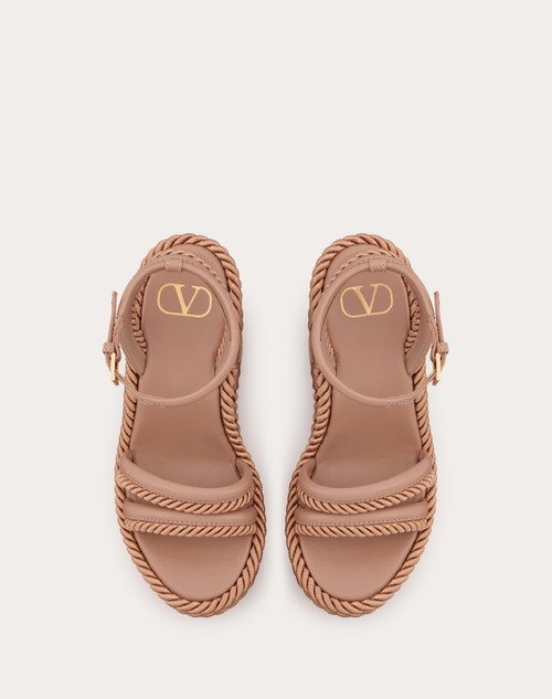 Red Valentino SANDALO ZEPPA VLOGO SUMMERBLOCKS IN NAPPA E TORCHON DI SETA 130MM